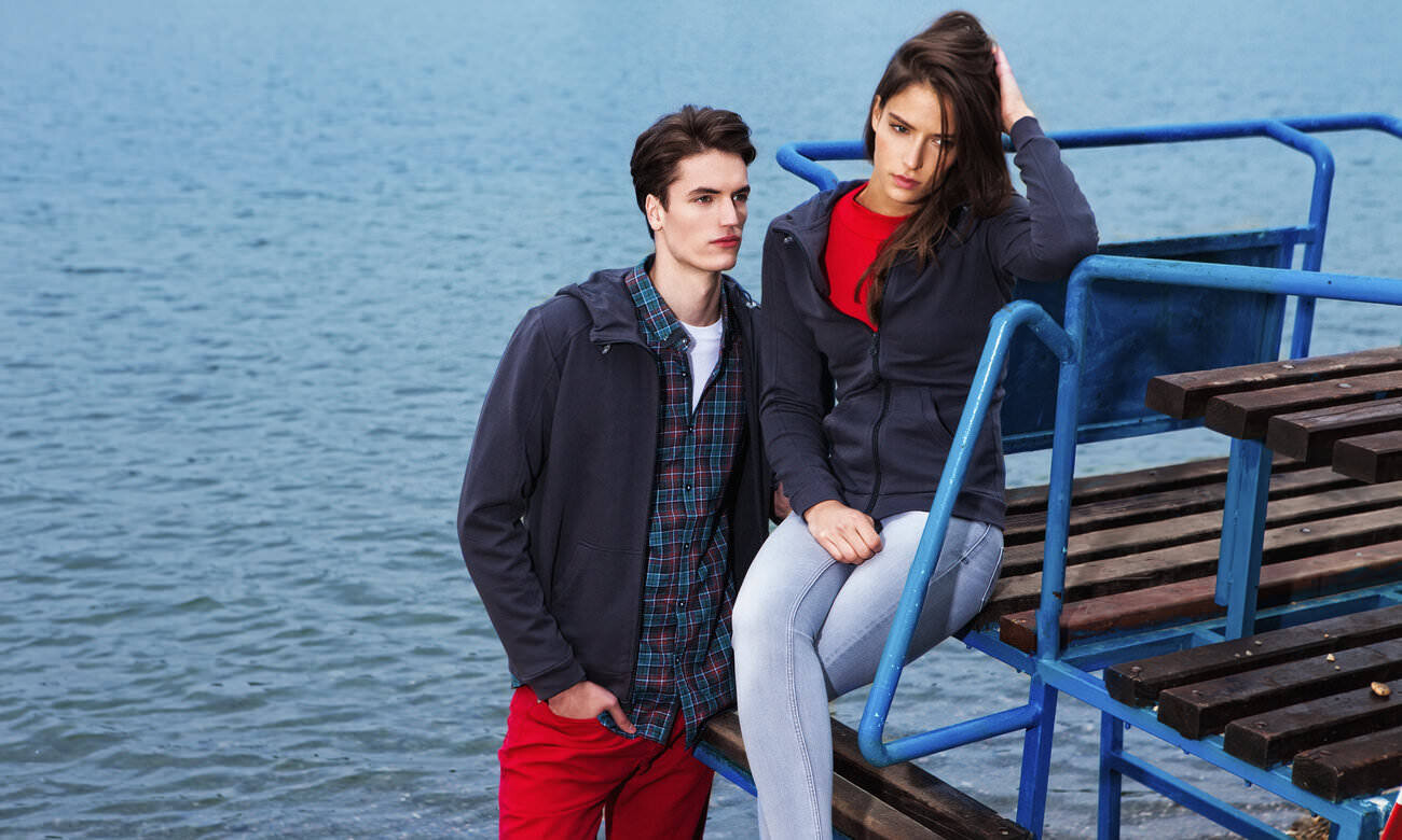 Kapuzen Sweat-Jacke, einfarbig, Premium – Bild 2